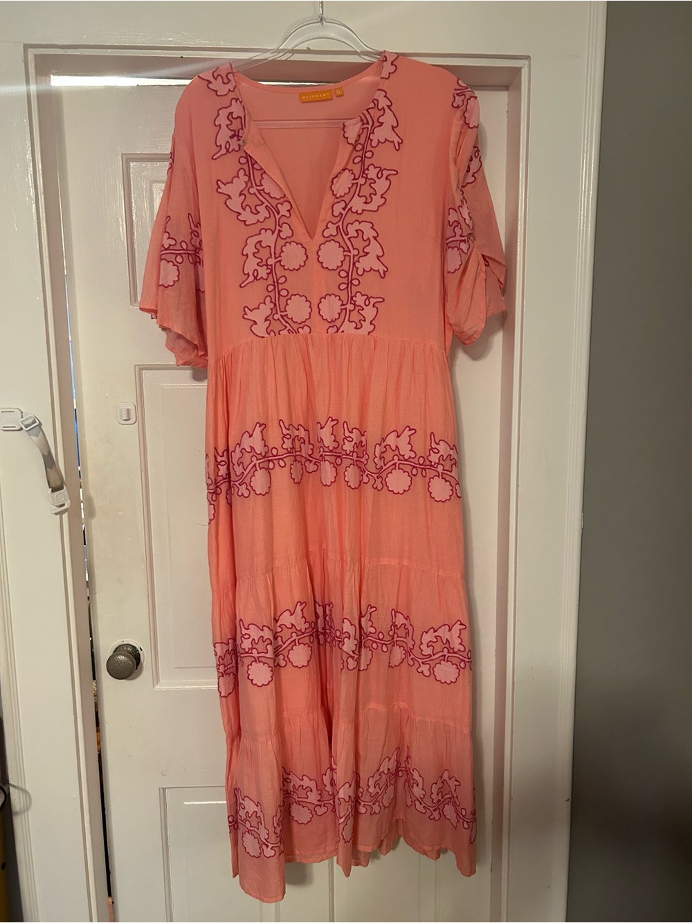 Oliphant Embroidered Pink Maxi Dress